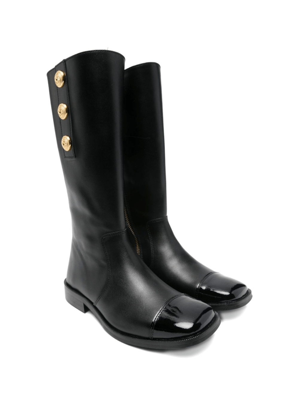 Stivali per bambina Balmain Kids nero con punta lucida - Rubino Kids