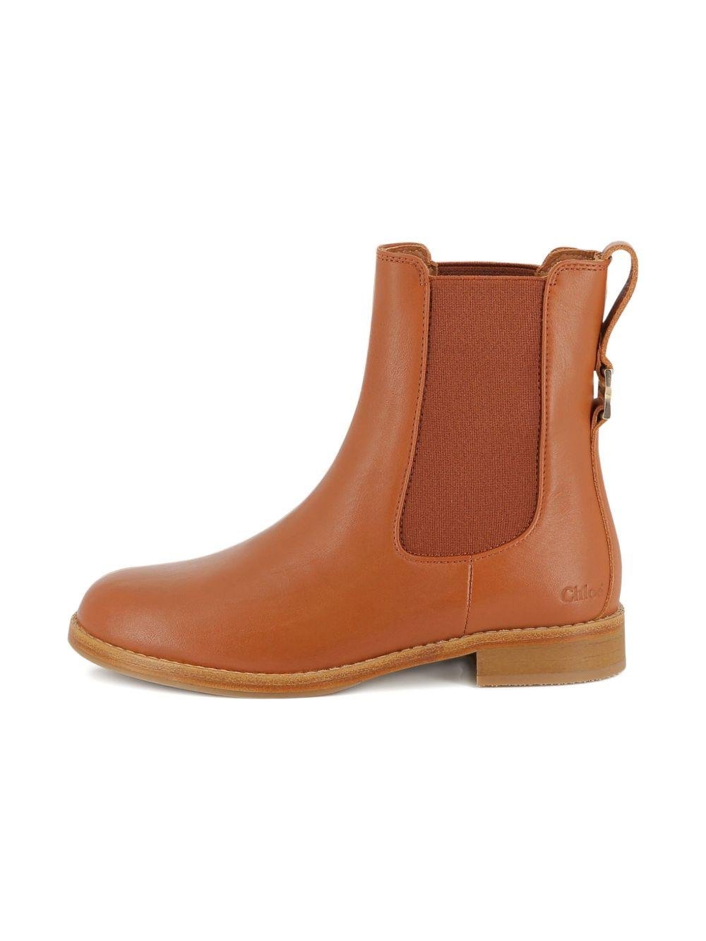 Stivali per bambina Chloé Kids Chelsea marrone in pelle - Rubino Kids