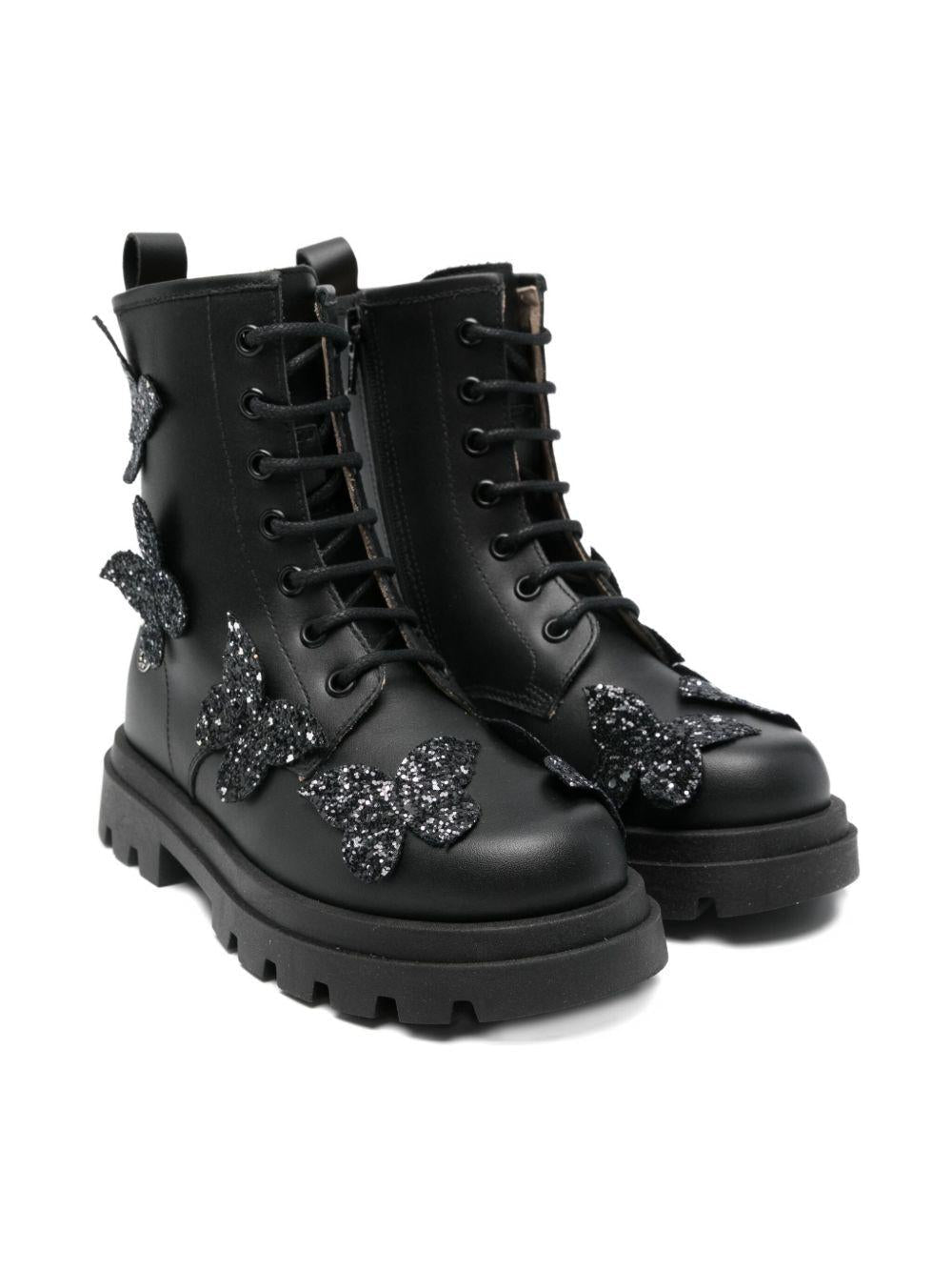 Stivali per bambina Florens neri con applicazione farfalle - Rubino Kids