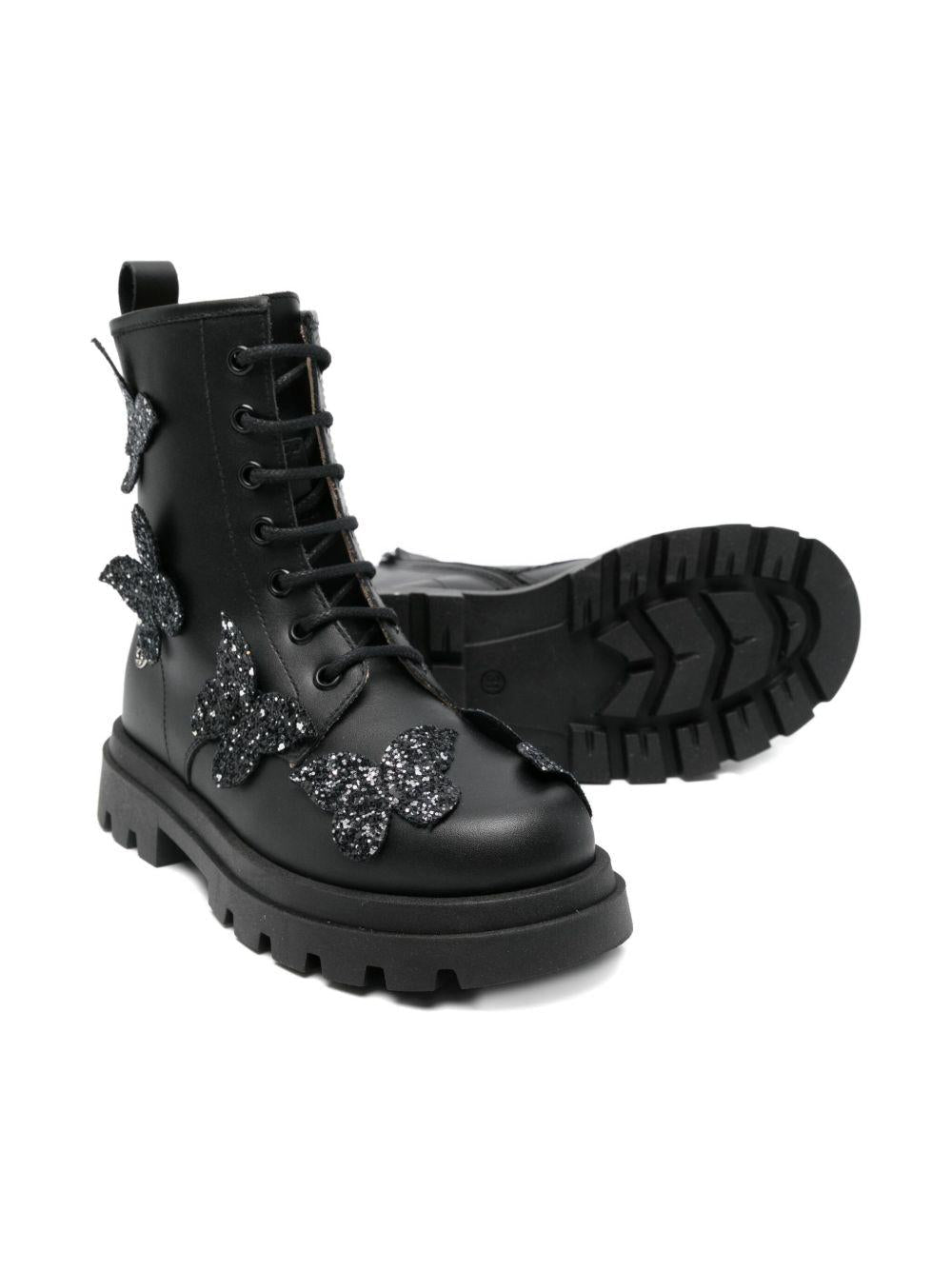 Stivali per bambina Florens neri con applicazione farfalle - Rubino Kids