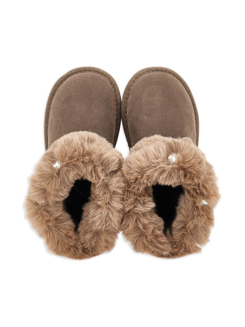 Stivali per bambina Monnalisa marroni con design slip - on - Rubino Kids
