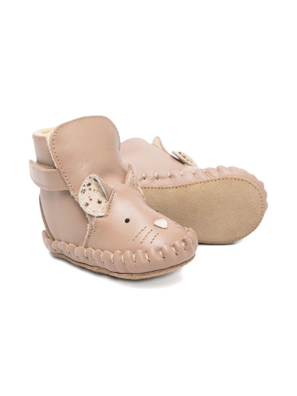 Stivali per neonata Donsje beige con motivo a muso di topo - Rubino Kids