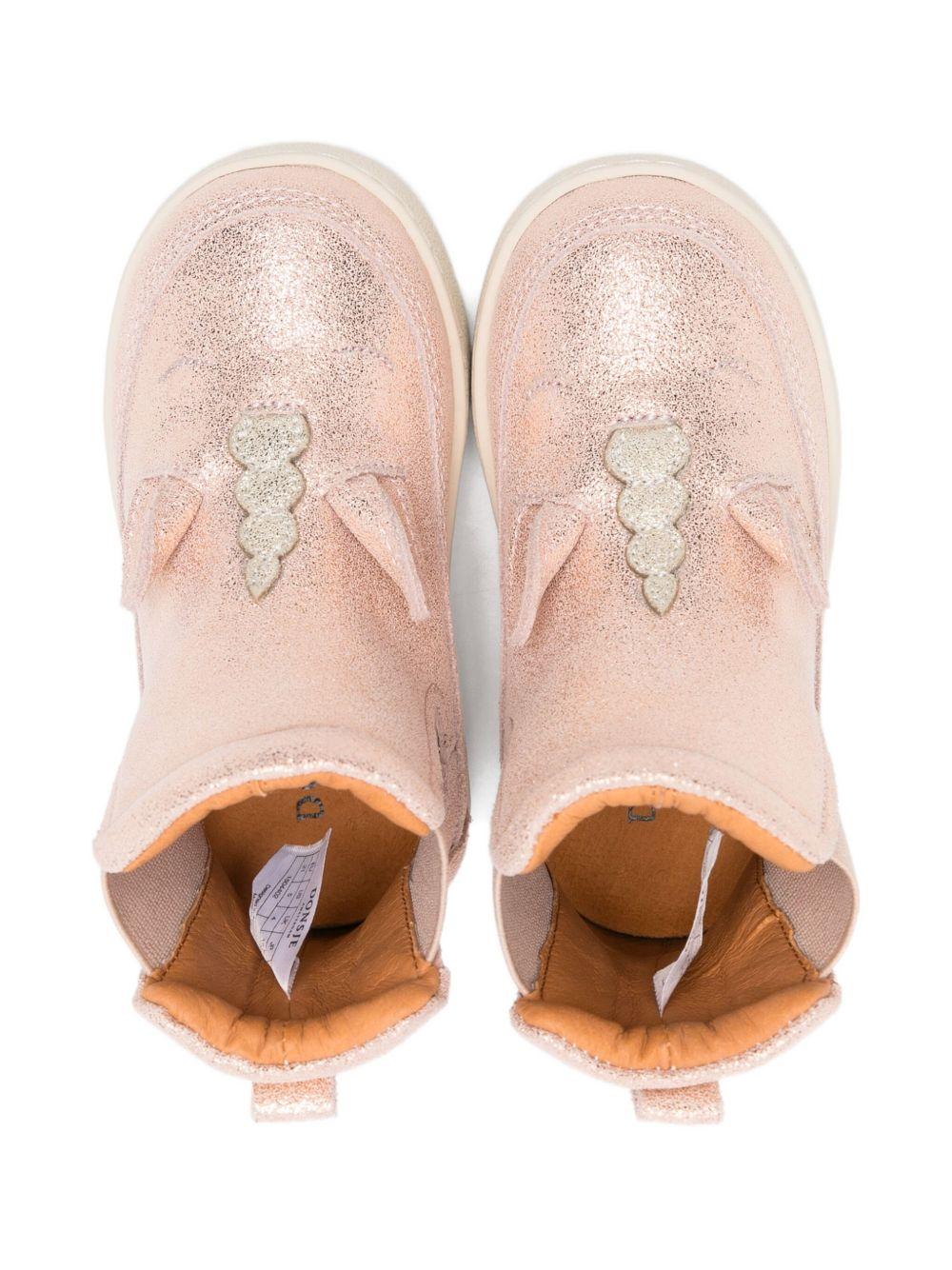 Stivali per neonata Donsje rosa con applicazione a forma di unicorno - Rubino Kids
