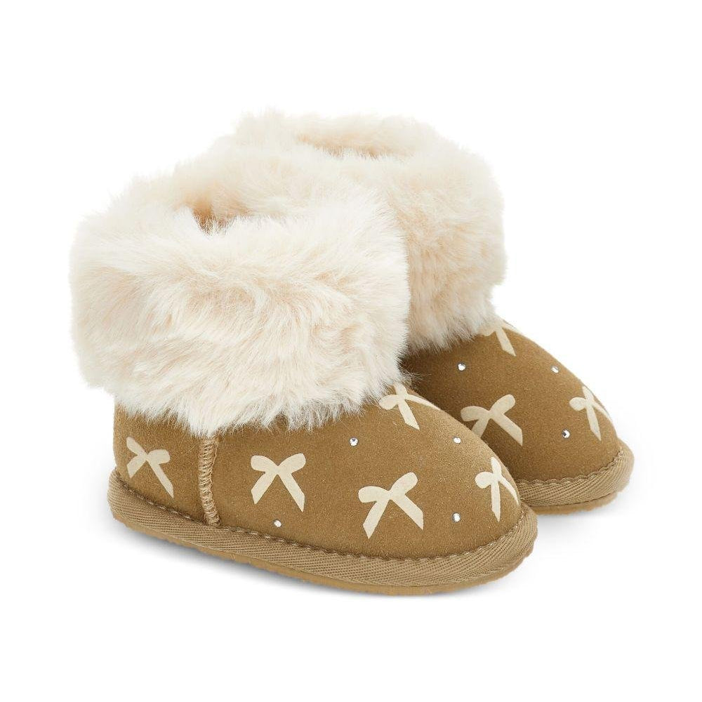 Stivali per neonata Monnalisa marroni con design slip - on - Rubino Kids