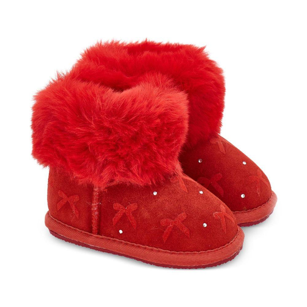 Stivali per neonata Monnalisa rossi con fiocchi applicati - Rubino Kids