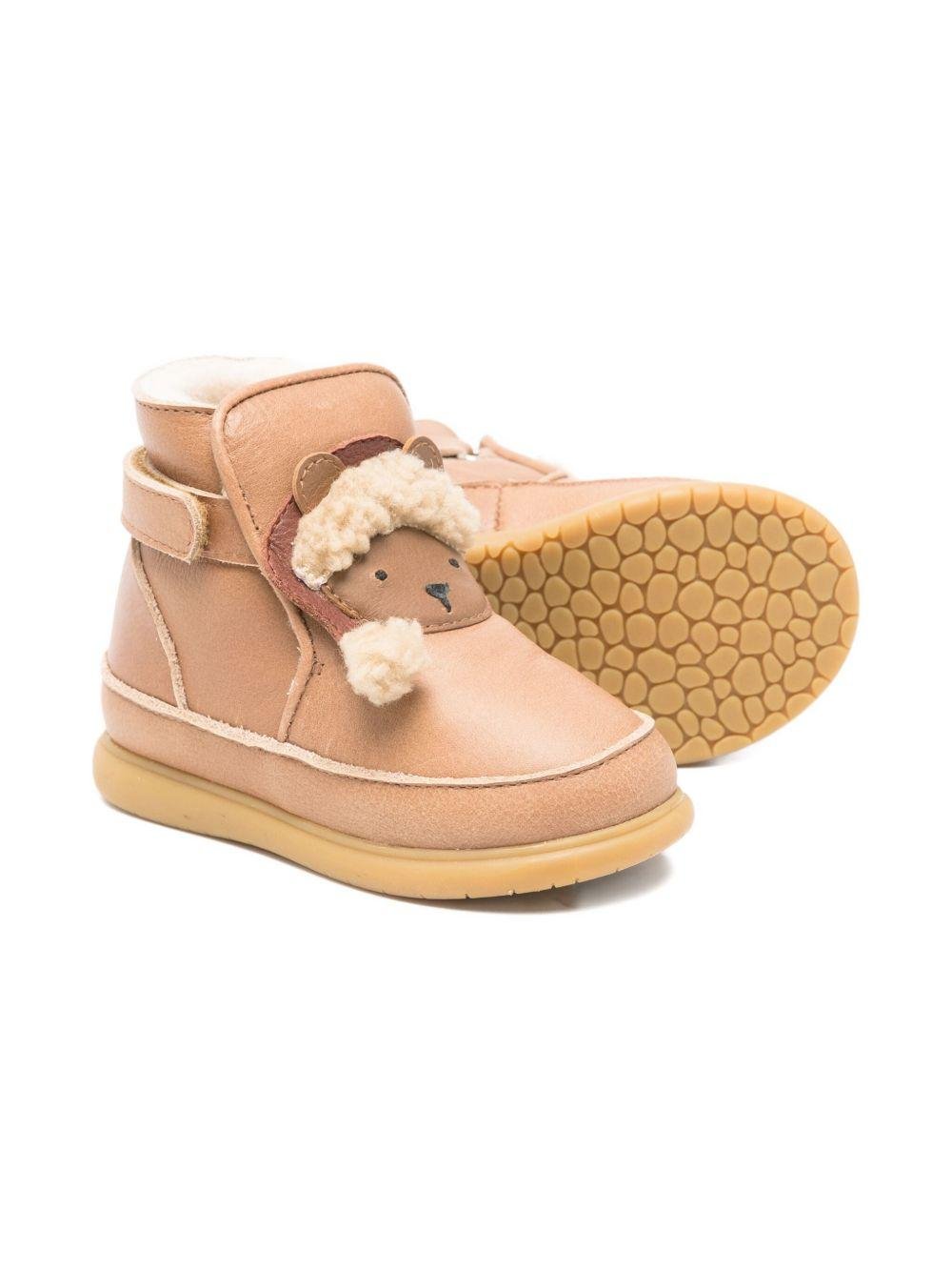 Stivali per neonato Donsje beige con applicazioni orso di Natale - Rubino Kids