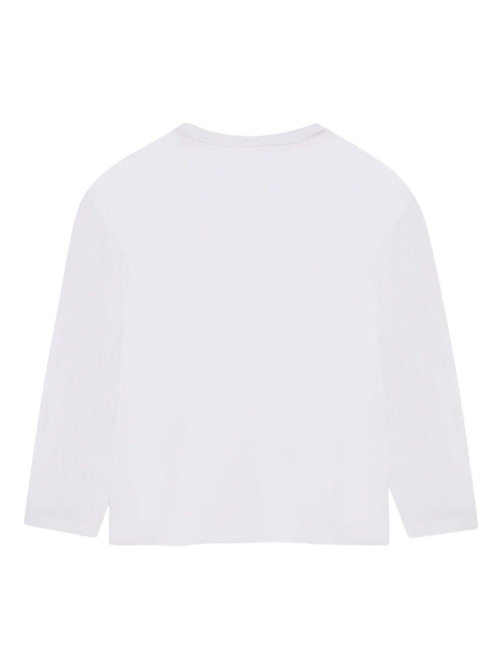 T-shirt a maniche lunghe per bambina Marc Jacobs Kids bianca con stampa grafica a cuore - Rubino Kids