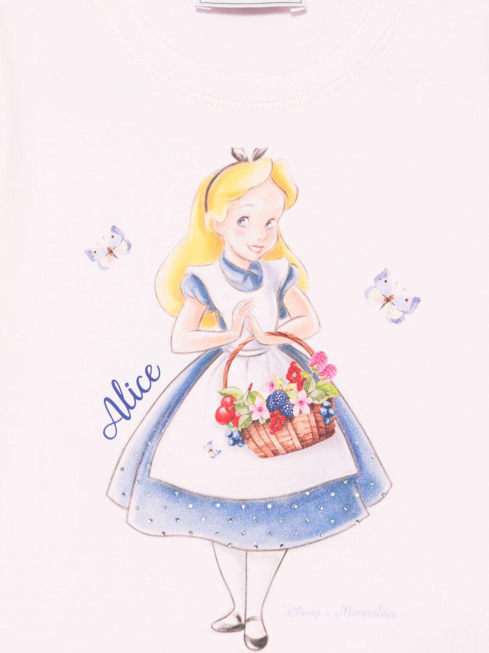 T-shirt Alice x Disney per bambina Monnalisa rosa con orlo dritto - Rubino Kids