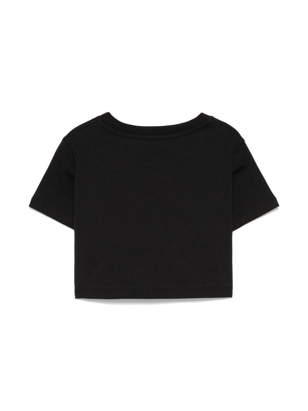 T-shirt con applicazione per bambina Balmain Kids nero con orlo dritto - Rubino Kids