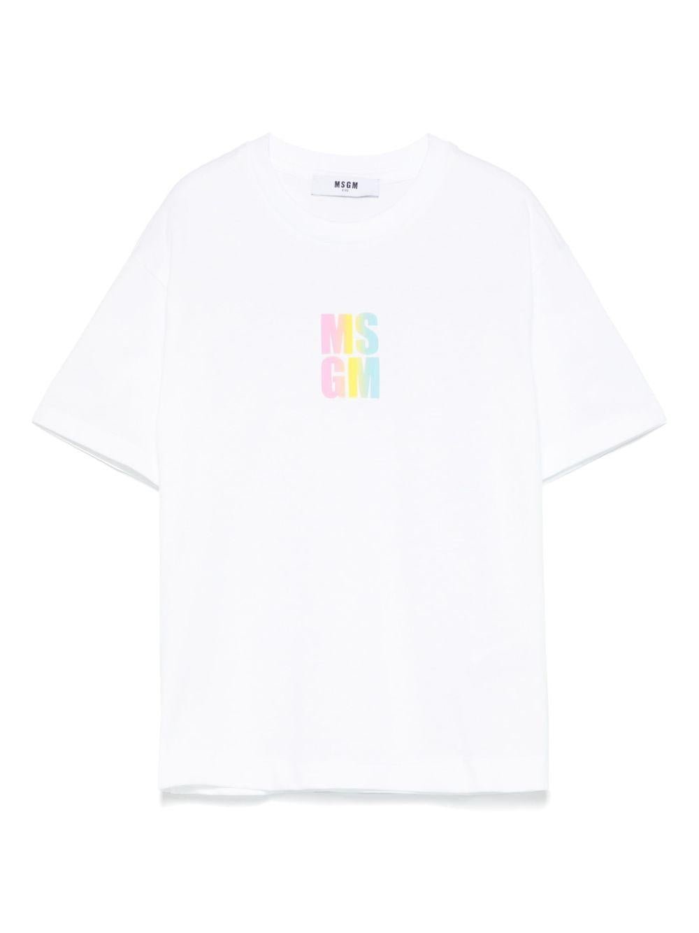 T-shirt con logo per bambina MSGM Kids bianco con girocollo - Rubino Kids