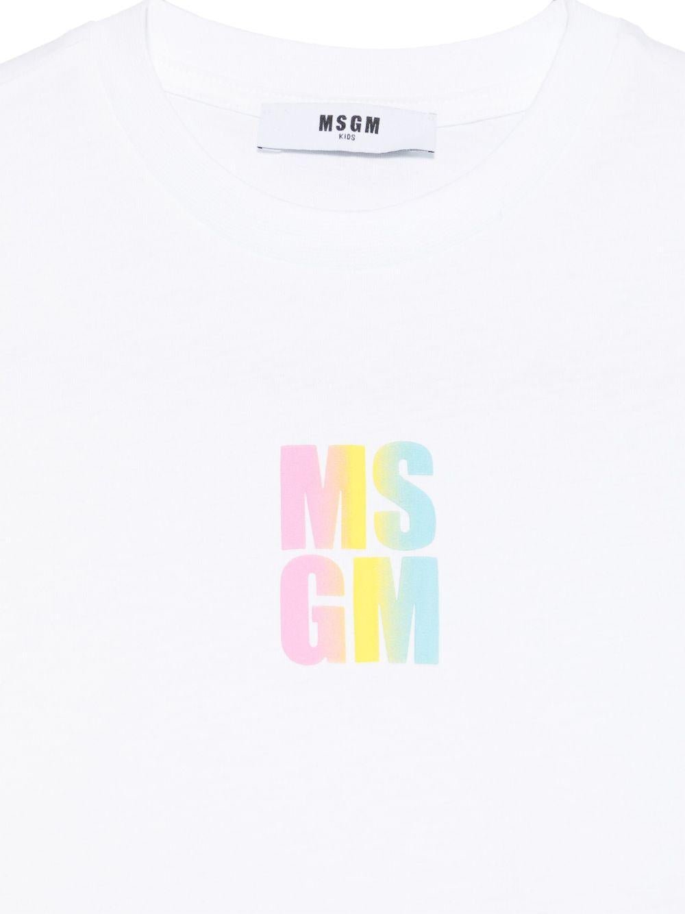 T-shirt con logo per bambina MSGM Kids bianco con girocollo - Rubino Kids