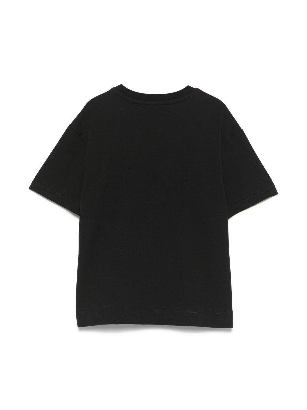 T-shirt con logo per bambina MSGM Kids nero con girocollo - Rubino Kids