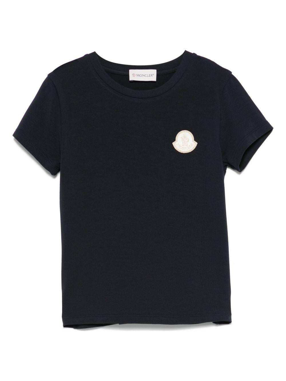 T-shirt con logo per bambino Moncler Enfant blu con orlo dritto - Rubino Kids