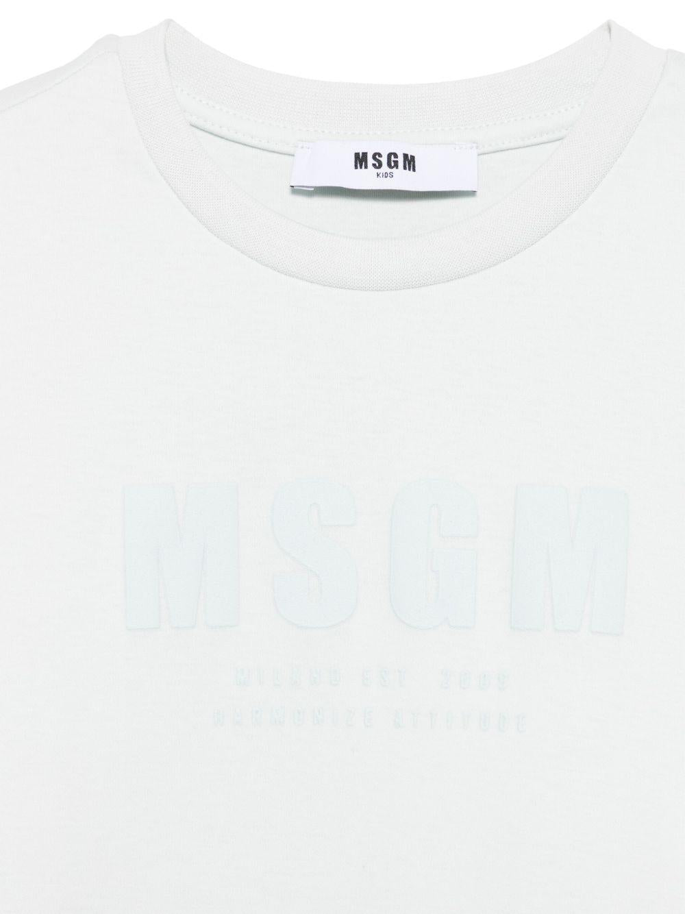 T-shirt con logo per bambino MSGM Kids bianco con targhetta con logo - Rubino Kids
