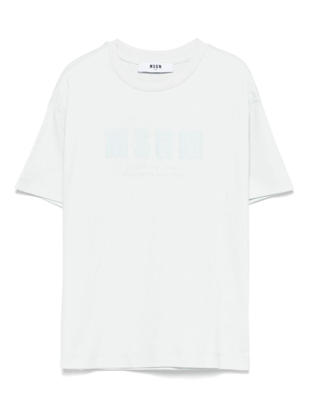 T-shirt con logo per bambino MSGM Kids bianco con targhetta con logo - Rubino Kids