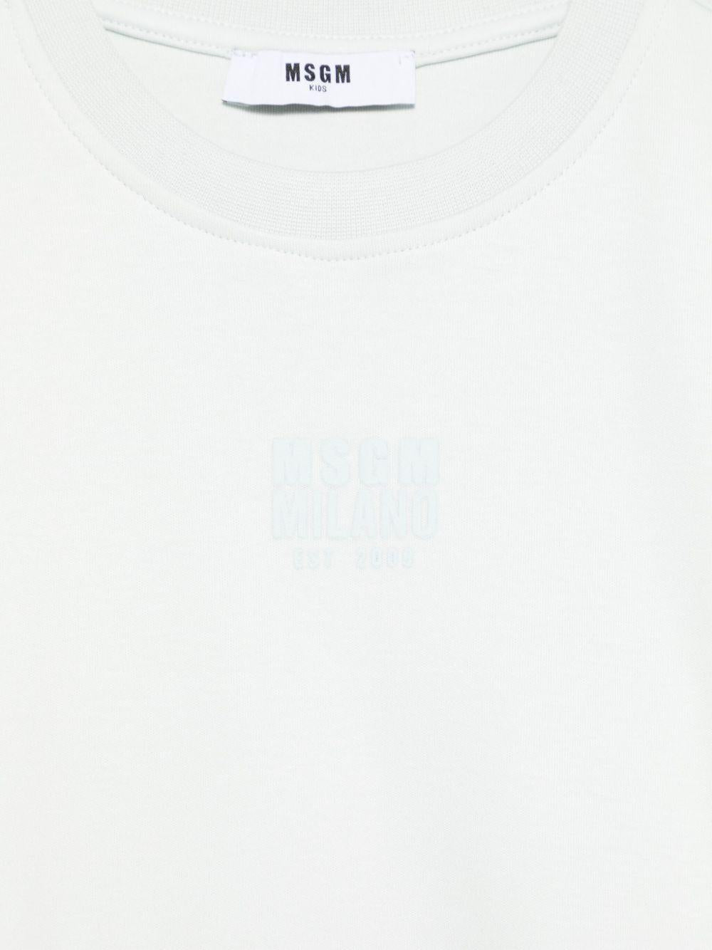 T-shirt con logo per bambino MSGM Kids celeste con orlo a coste - Rubino Kids