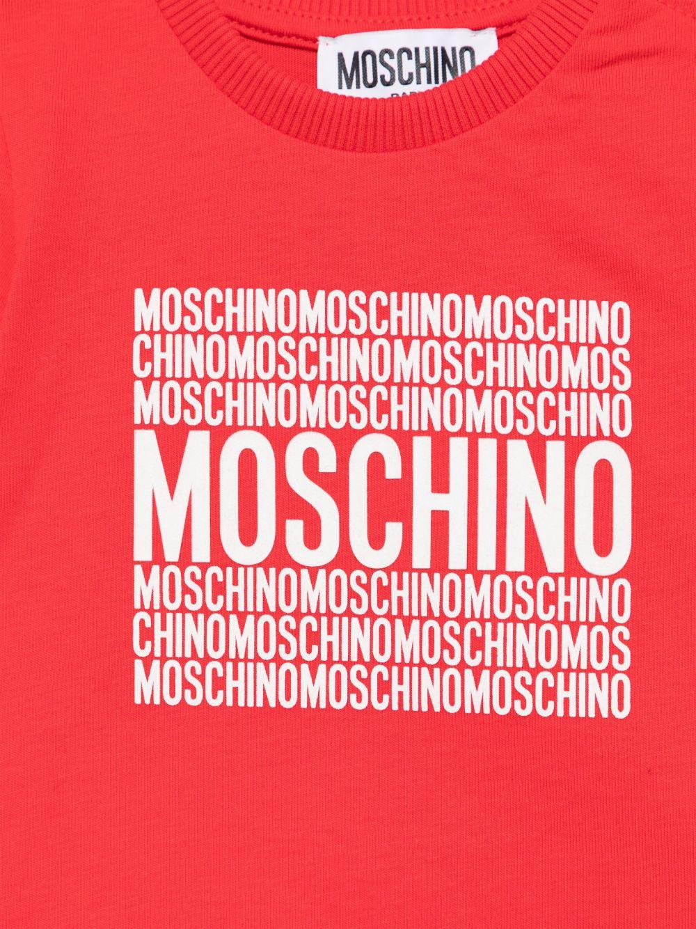 T-shirt con logo per neonato Moschino Kids rosso con girocollo - Rubino Kids