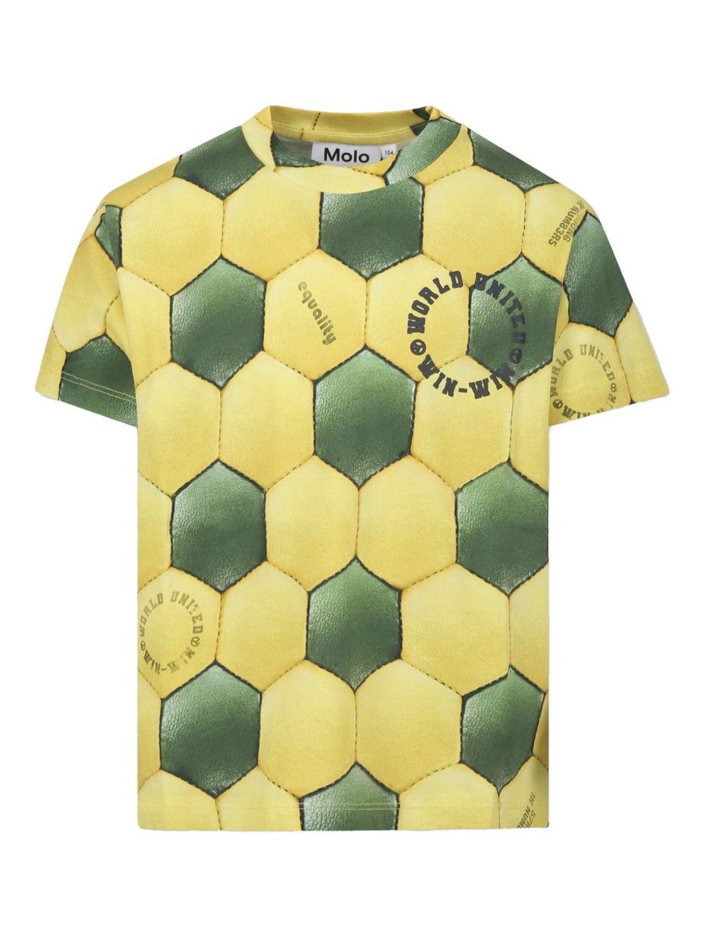 T-shirt con motivo football per bambino Molo giallo con stampa geometrica - Rubino Kids