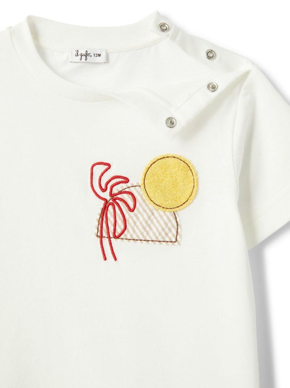 T-shirt con motivo sunset per neonato Il Gufo bianco con orlo dritto - Rubino Kids