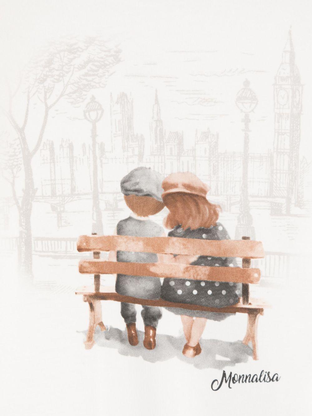 T-shirt con stampa grafica per bambina Monnalisa bianca con girocollo - Rubino Kids