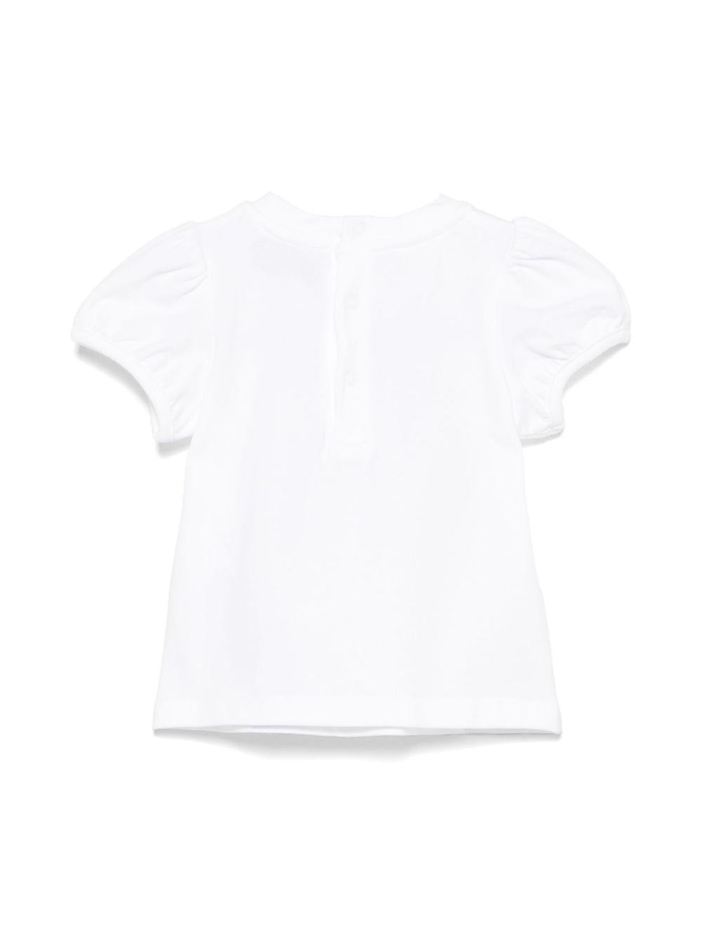 T-shirt con stampa Leo Teddy per neonato Moschino Kids bianco con chiusura posteriore - Rubino Kids