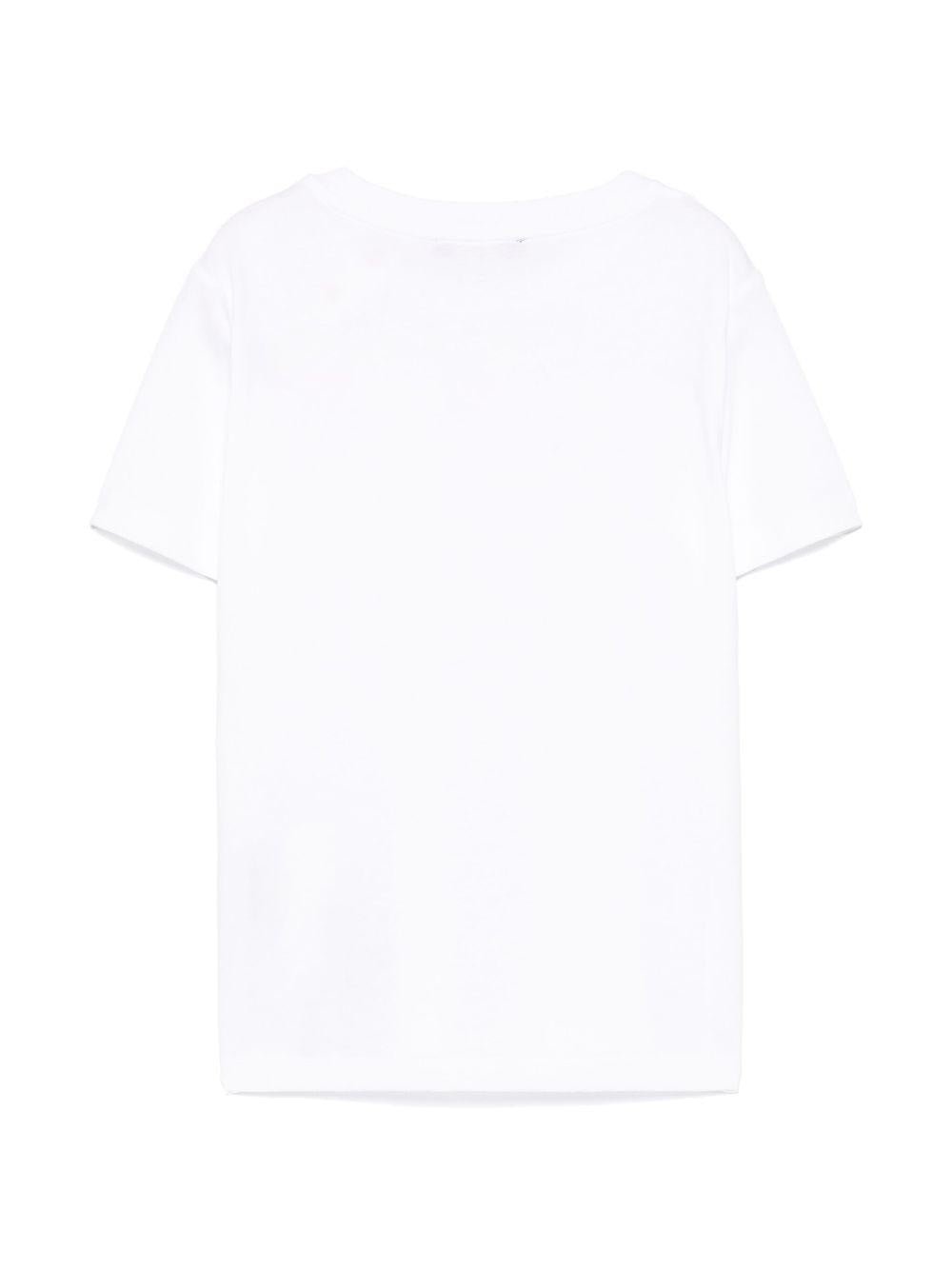 T-shirt con stampa logo per bambina Balmain Kids bianco con bottoni goffrati color oro - Rubino Kids