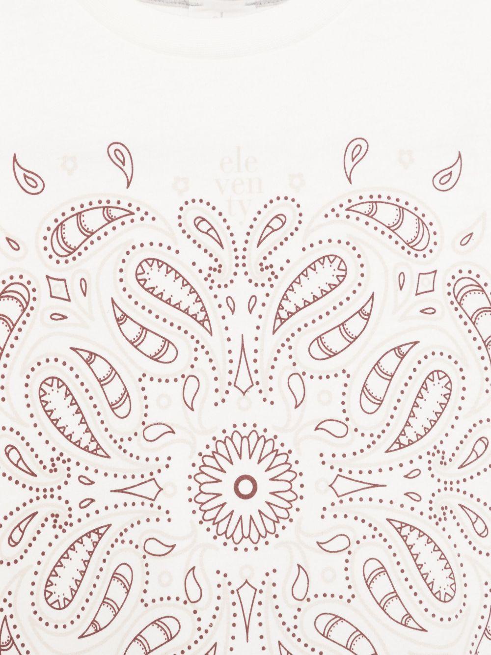 T-shirt con stampa paisley per bambino Eleventy Kids bianc con orlo dritto - Rubino Kids