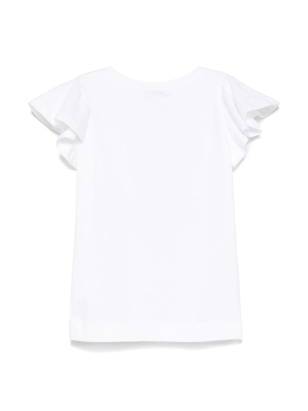 T-shirt con stampa per bambina Monnalisa bianco con decorazione con strass - Rubino Kids