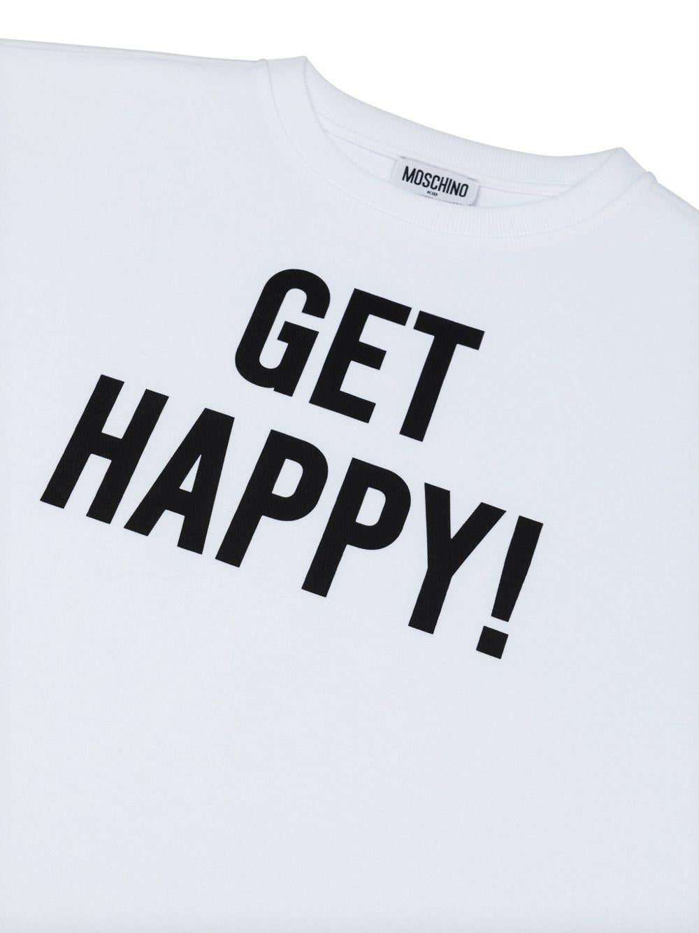 T-shirt con stampa per bambina Moschino Kids bianco con orlo dritto - Rubino Kids