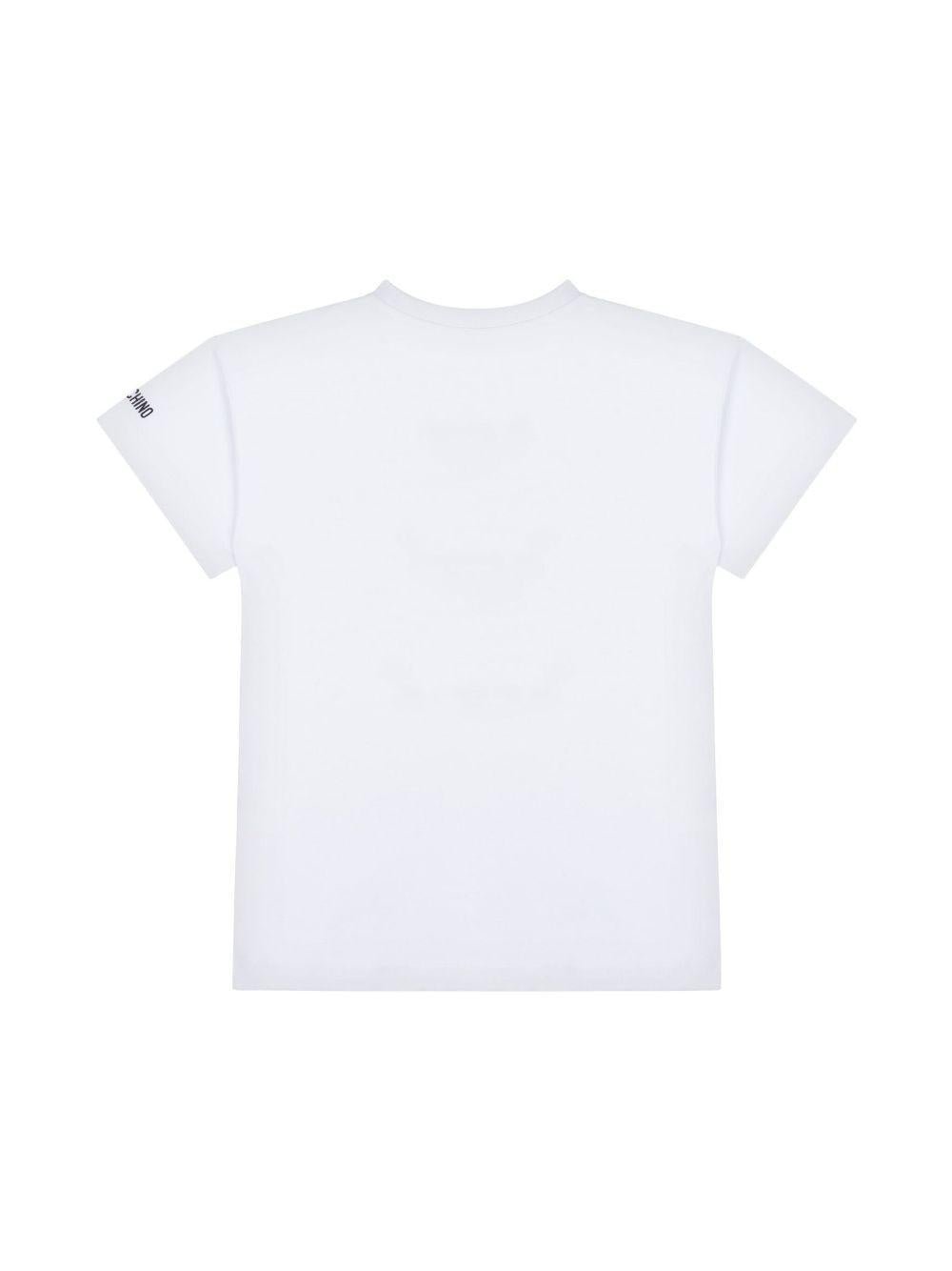 T-shirt con stampa per bambina Moschino Kids bianco con orlo dritto - Rubino Kids