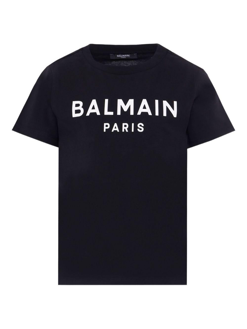 T-shirt con stampa per bambini Balmain Kids nera con logo - Rubino Kids