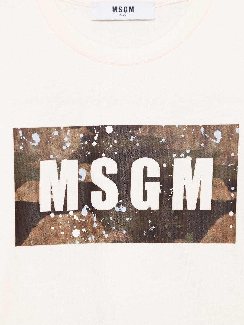 T-shirt con stampa per bambino MSGM Kids beige con orlo dritto - Rubino Kids
