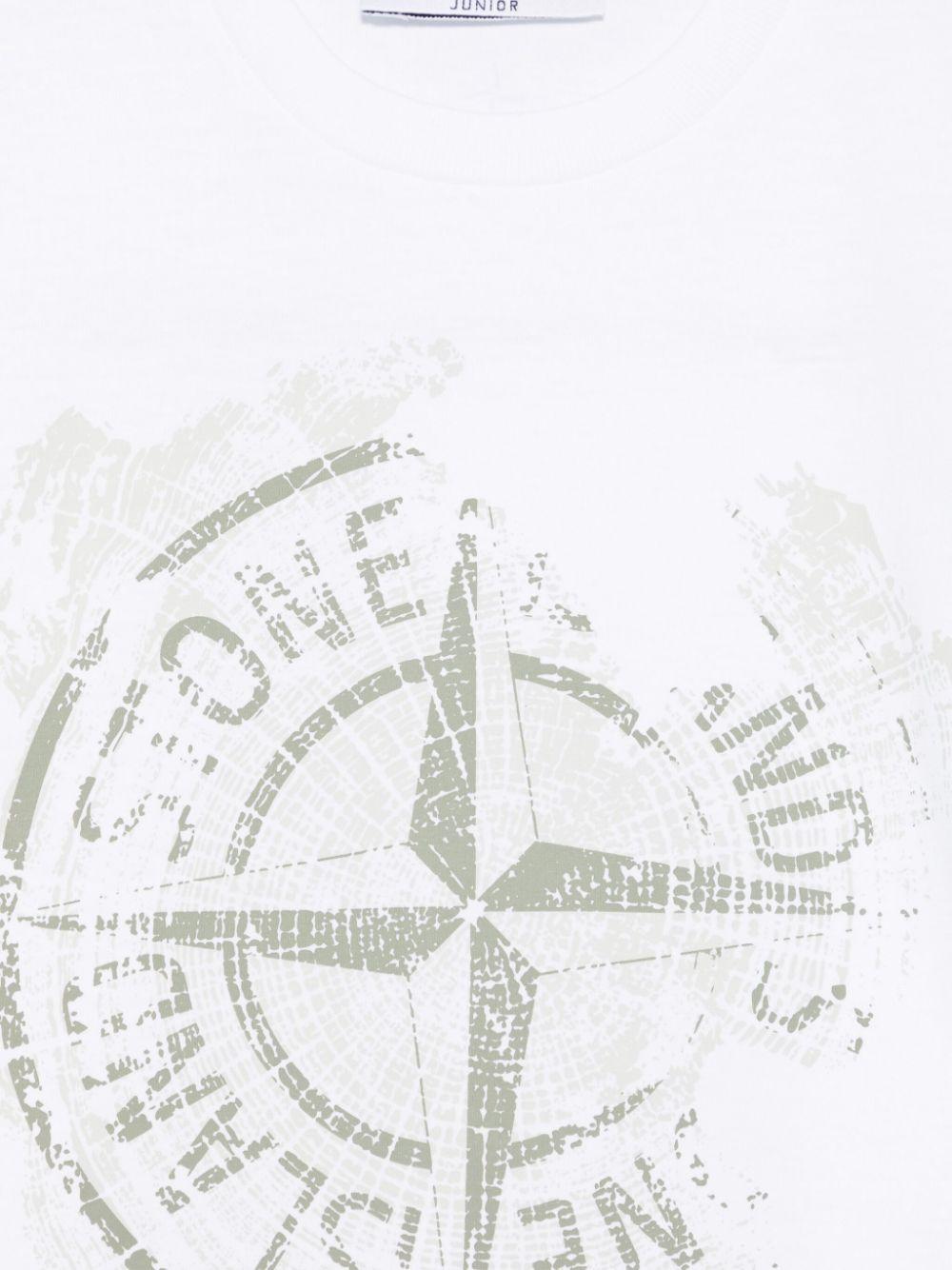 T-shirt con stampa per bambino Stone Island Junior bianco con girocollo - Rubino Kids