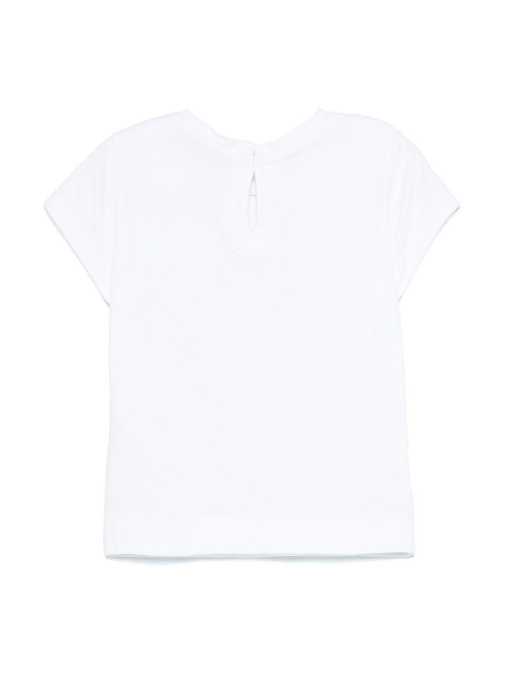 T-shirt con stampa per neonata Monnalisa bianco con apertura a goccia - Rubino Kids
