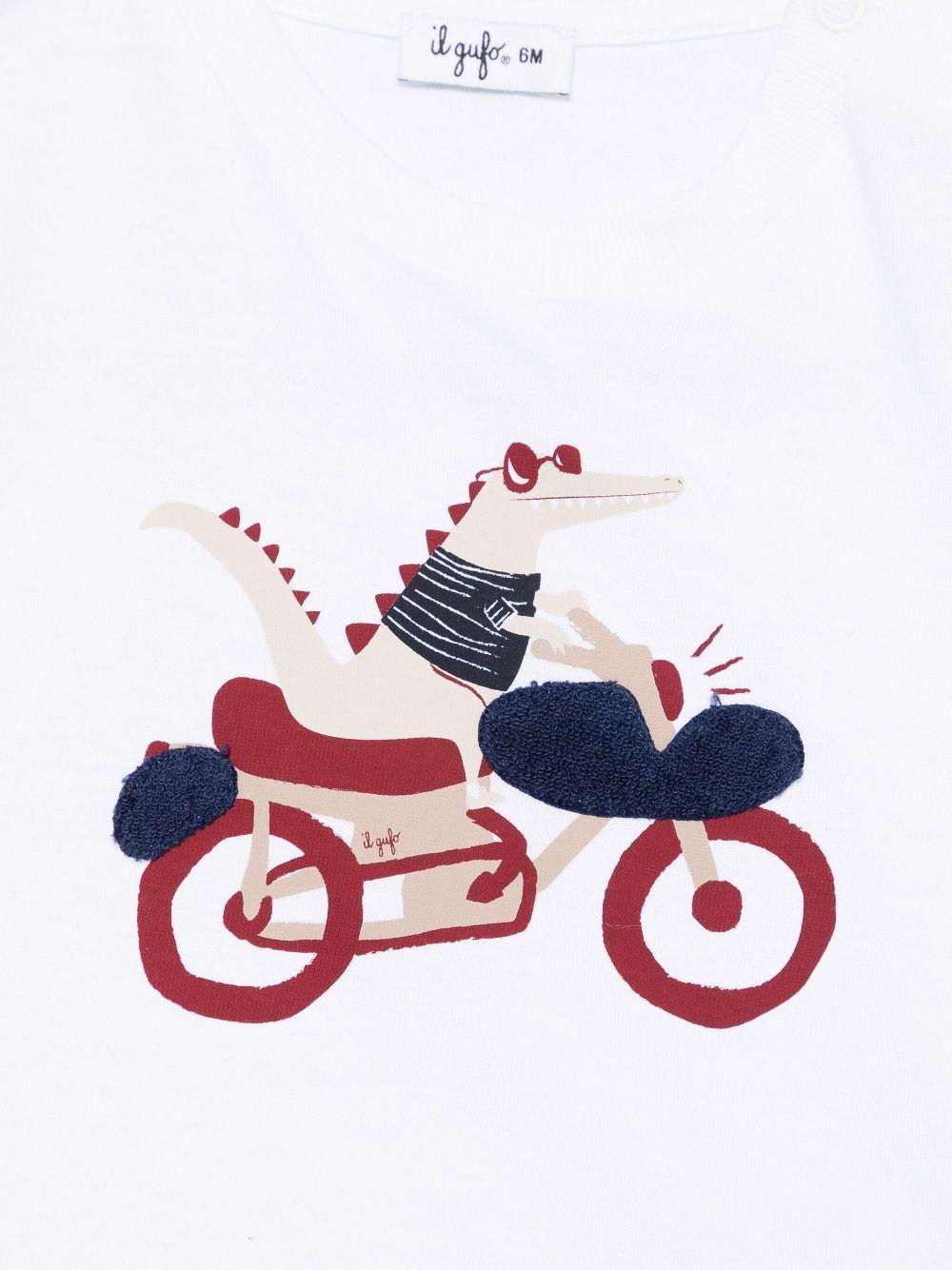 T-shirt con stampa per neonato Il Gufo bianco con girocollo - Rubino Kids