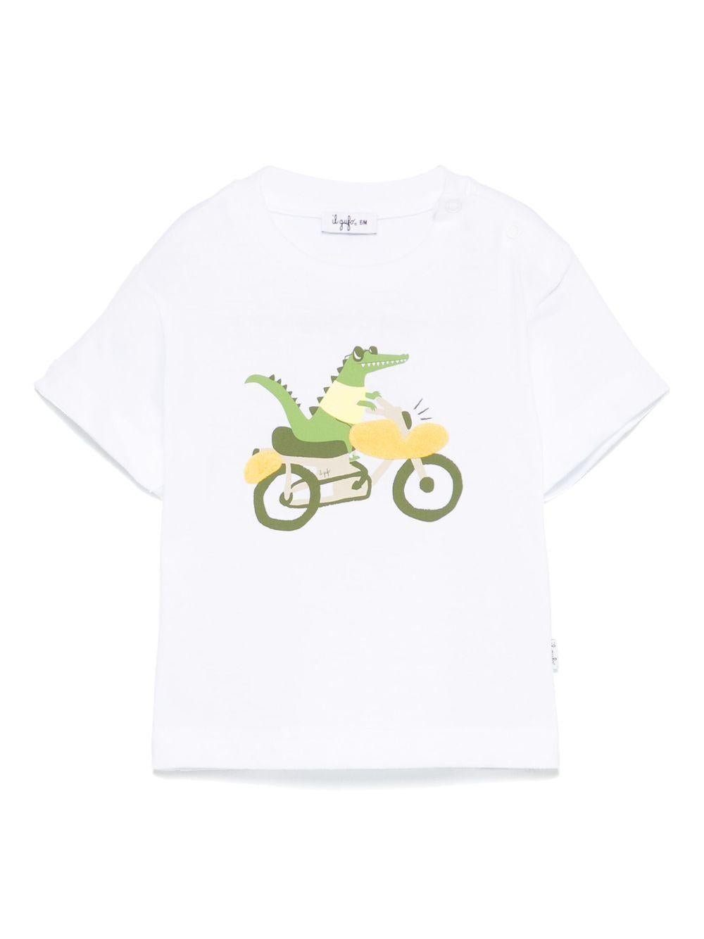 T-shirt con stampa per neonato Il Gufo bianco con orlo dritto - Rubino Kids