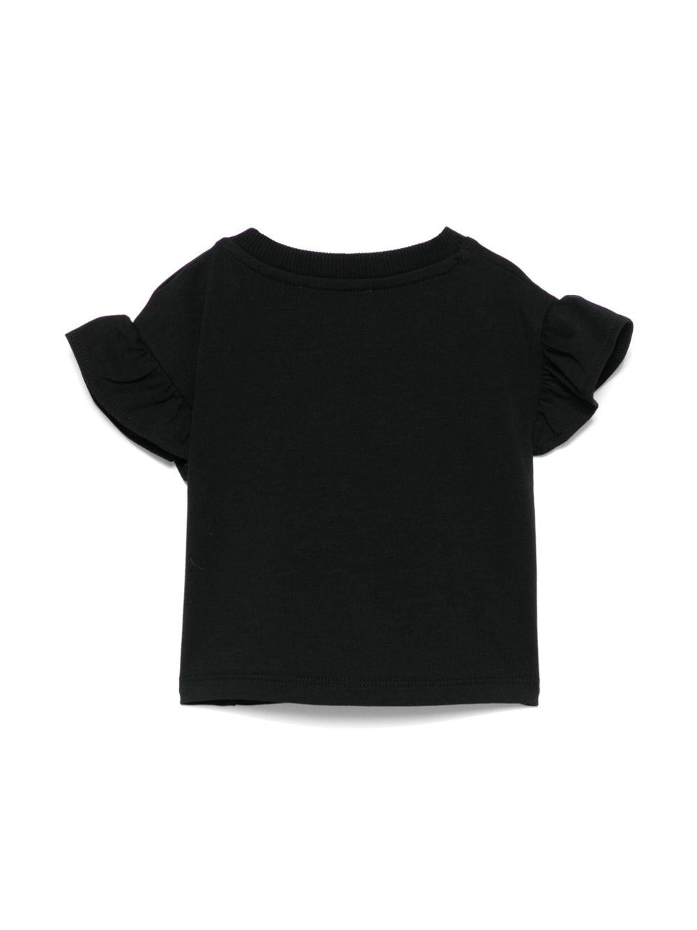 T-shirt con stampa Teddy Bear per neonata Moschino Kids nero con orlo dritto - Rubino Kids
