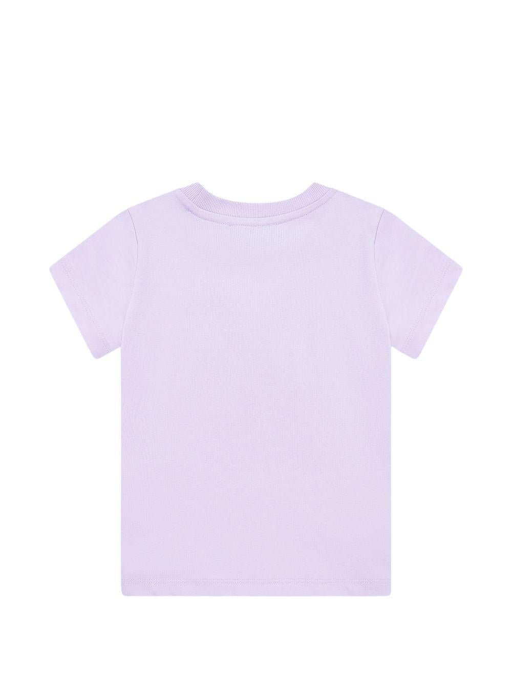 T-shirt da bambina Moschino Kids viola con stampa orsacchiotto - Rubino Kids