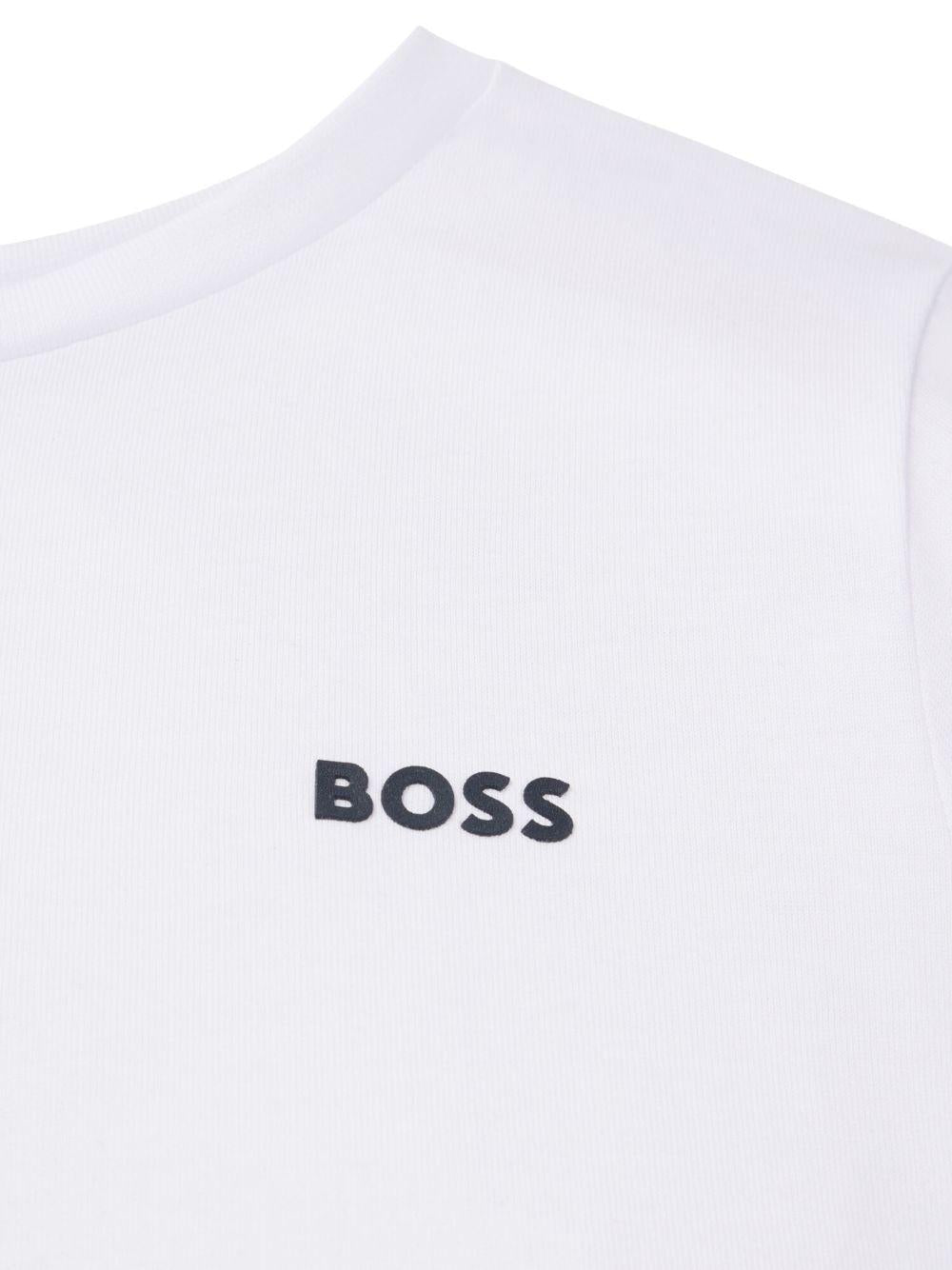 T-shirt da bambino Boss Kids bianca con stampa con logo - Rubino Kids