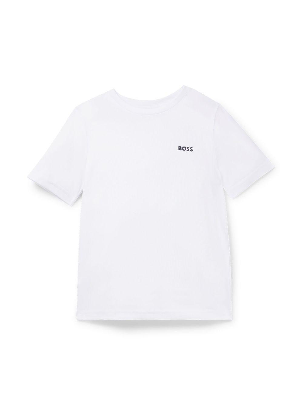 T-shirt da bambino Boss Kids bianca con stampa con logo - Rubino Kids