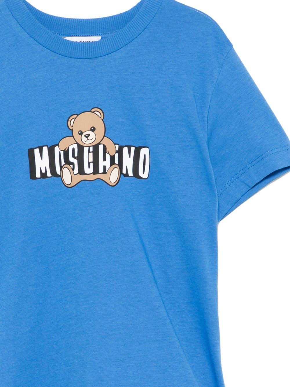 T-shirt da bambino Moschino Kids blu con stampa logo - Rubino Kids
