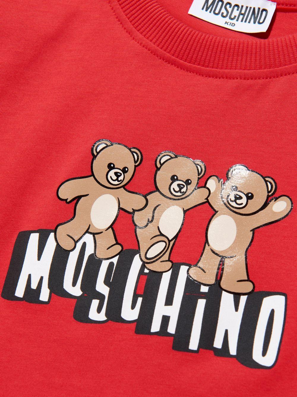 T-shirt da bambino Moschino Kids rossa con stampa orsacchiotti - Rubino Kids
