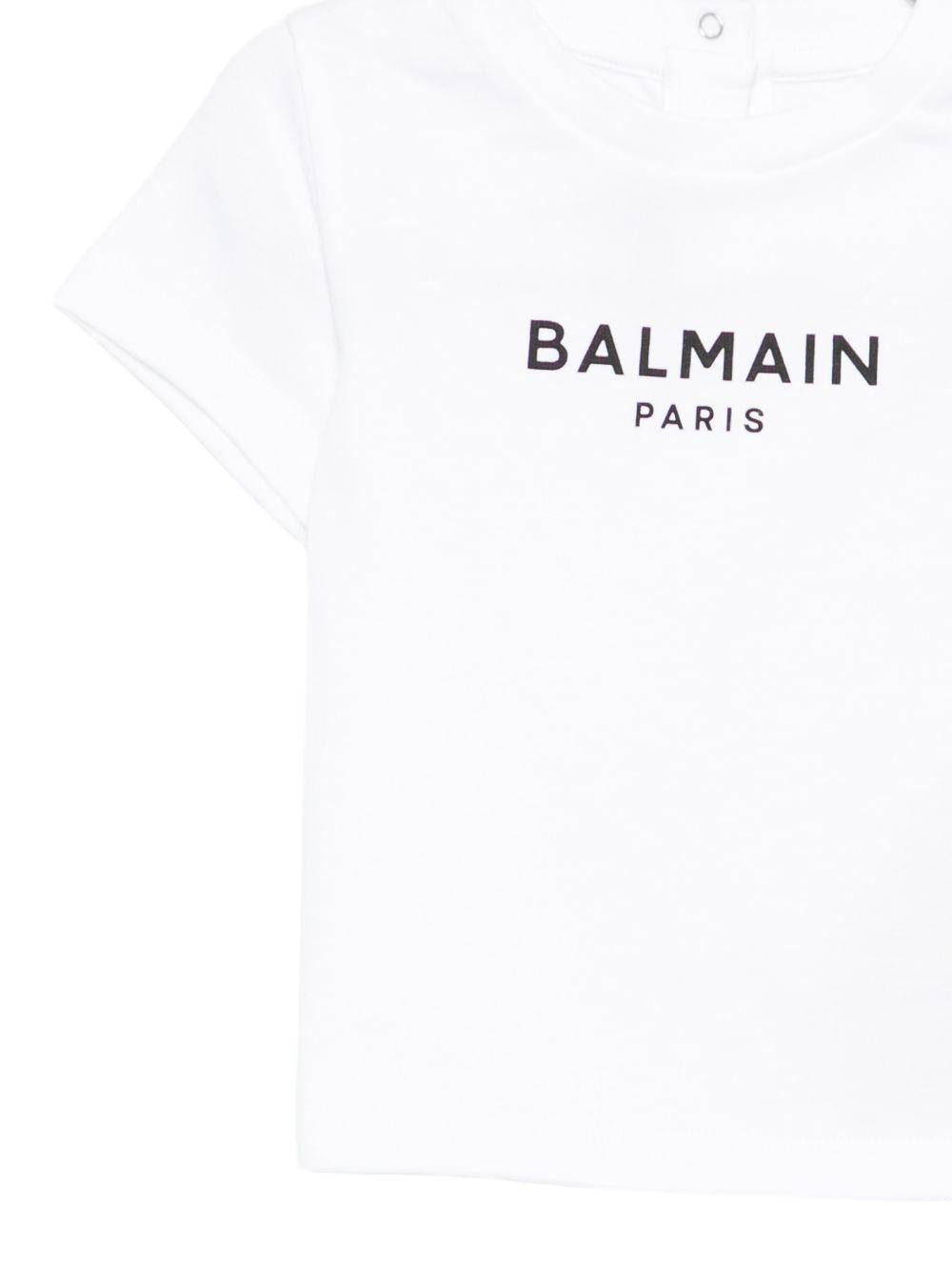 T-shirt da neonato balmain Kids bianca con stampa logo - Rubino Kids