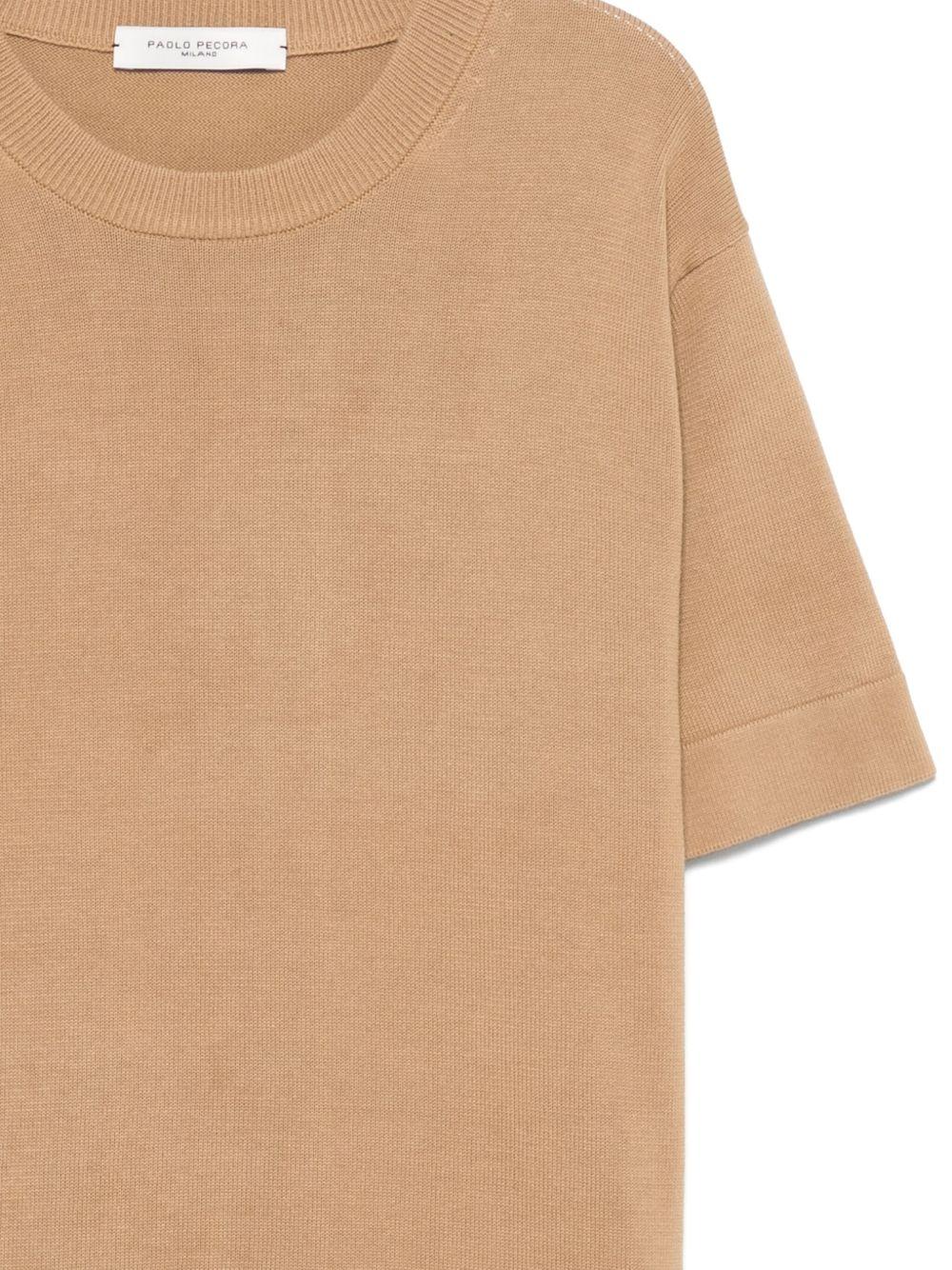 T-shirt in cotone per bambino Paolo Pecora Kids beige con girocollo - Rubino Kids