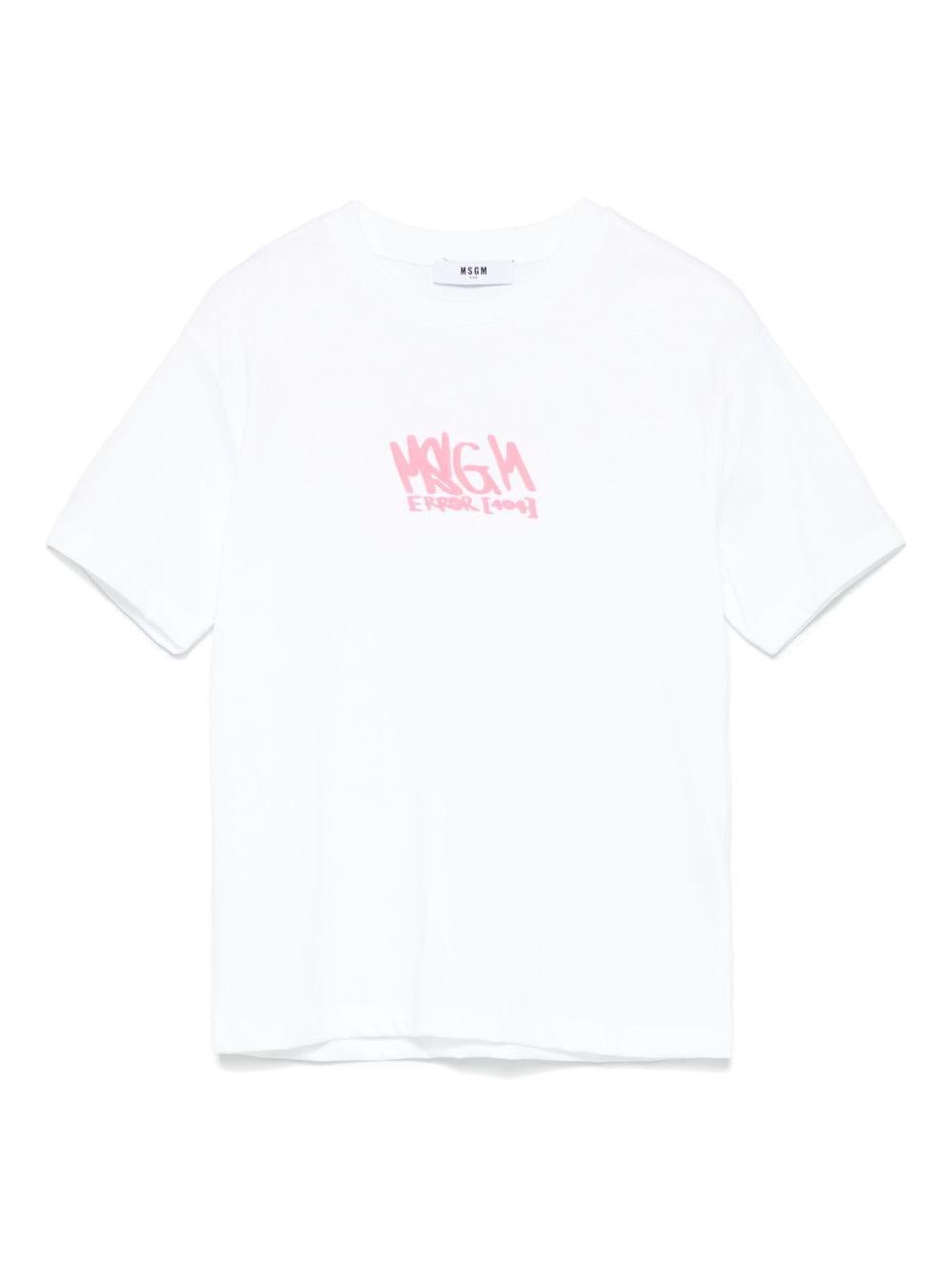 T-shirt in jersey per bambina MSGM Kids bianco con stampa logo - Rubino Kids