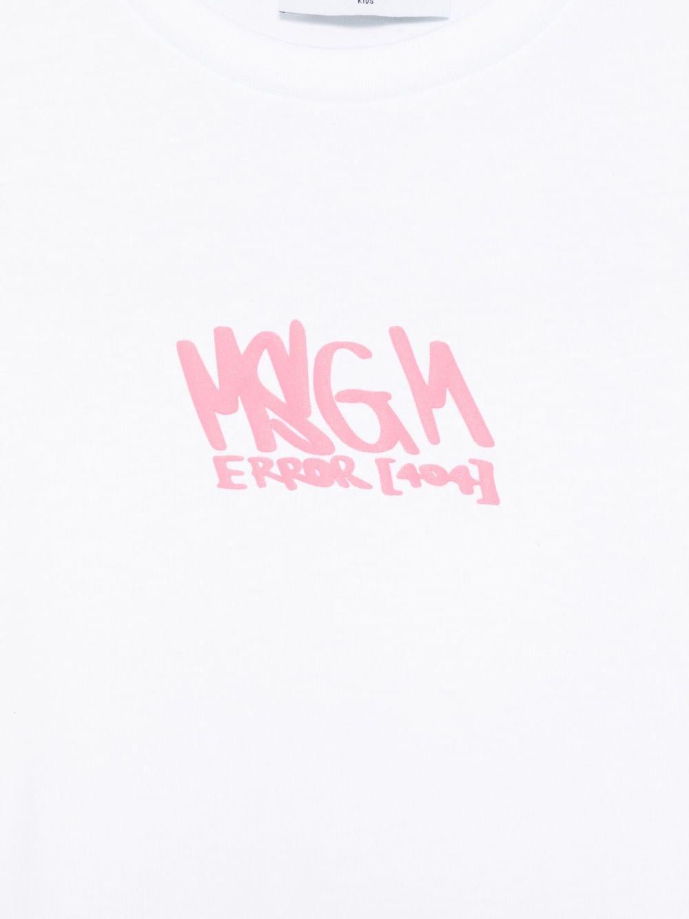 T-shirt in jersey per bambina MSGM Kids bianco con stampa logo - Rubino Kids