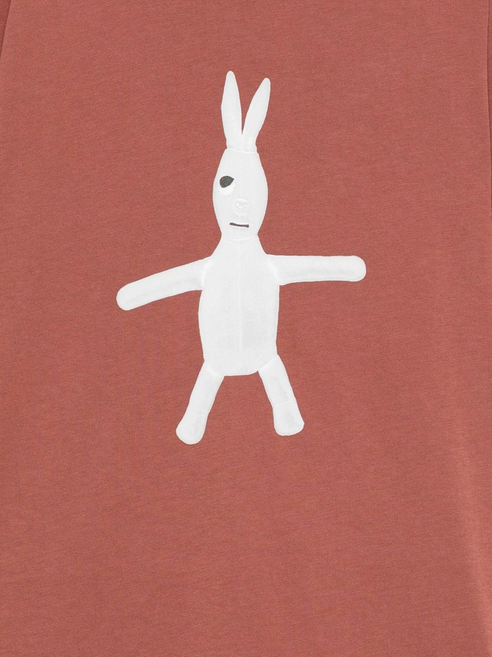 T-shirt Jumbo per bambino Rick Owens Kids marrone con stampa grafica coniglio sul davanti - Rubino Kids