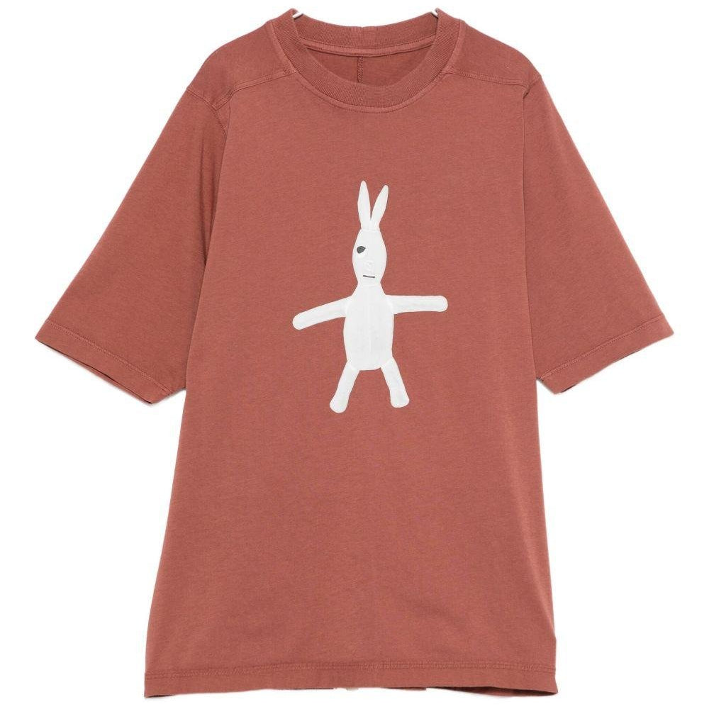 T-shirt Jumbo per bambino Rick Owens Kids marrone con stampa grafica coniglio sul davanti - Rubino Kids