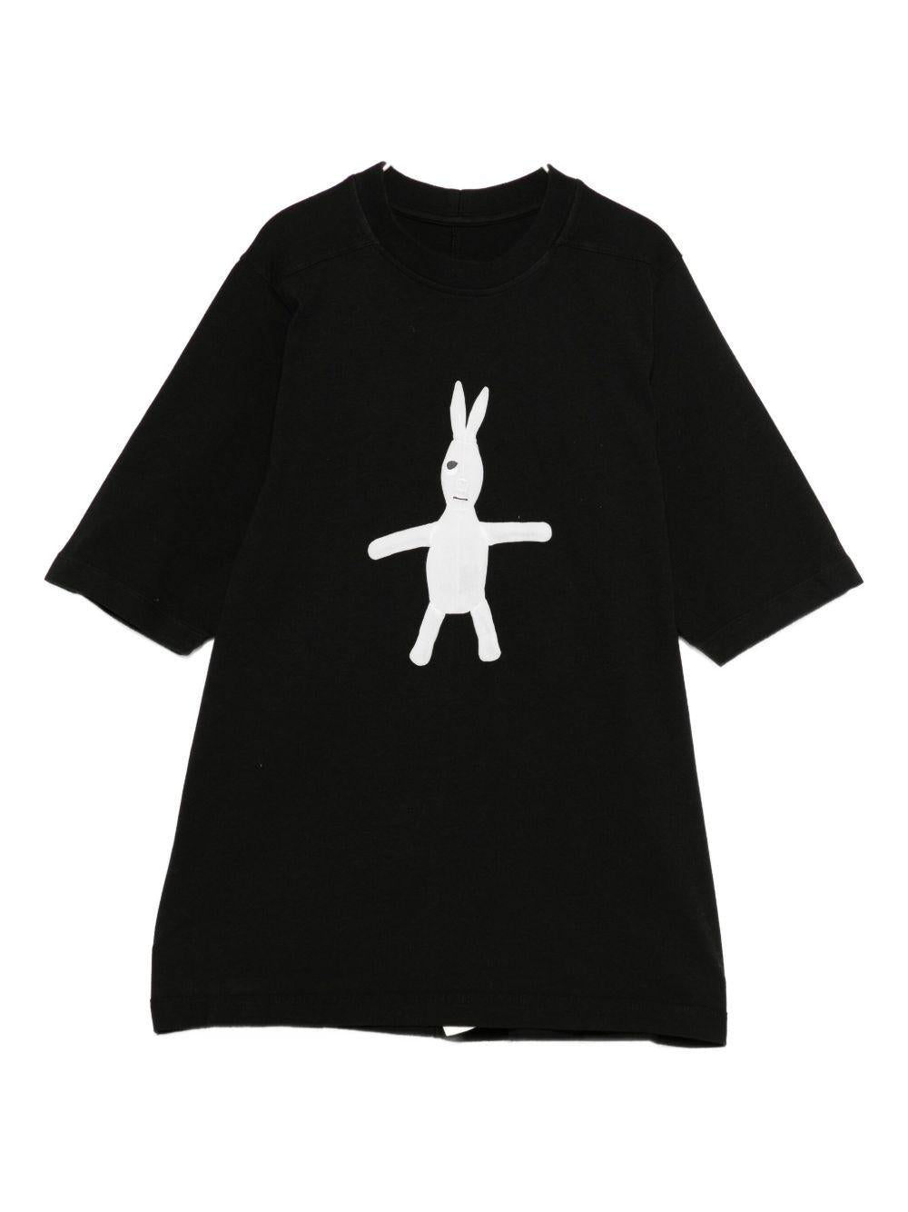 T-shirt Jumbo per bambino Rick Owens Kids nera con stampa grafica coniglio - Rubino Kids