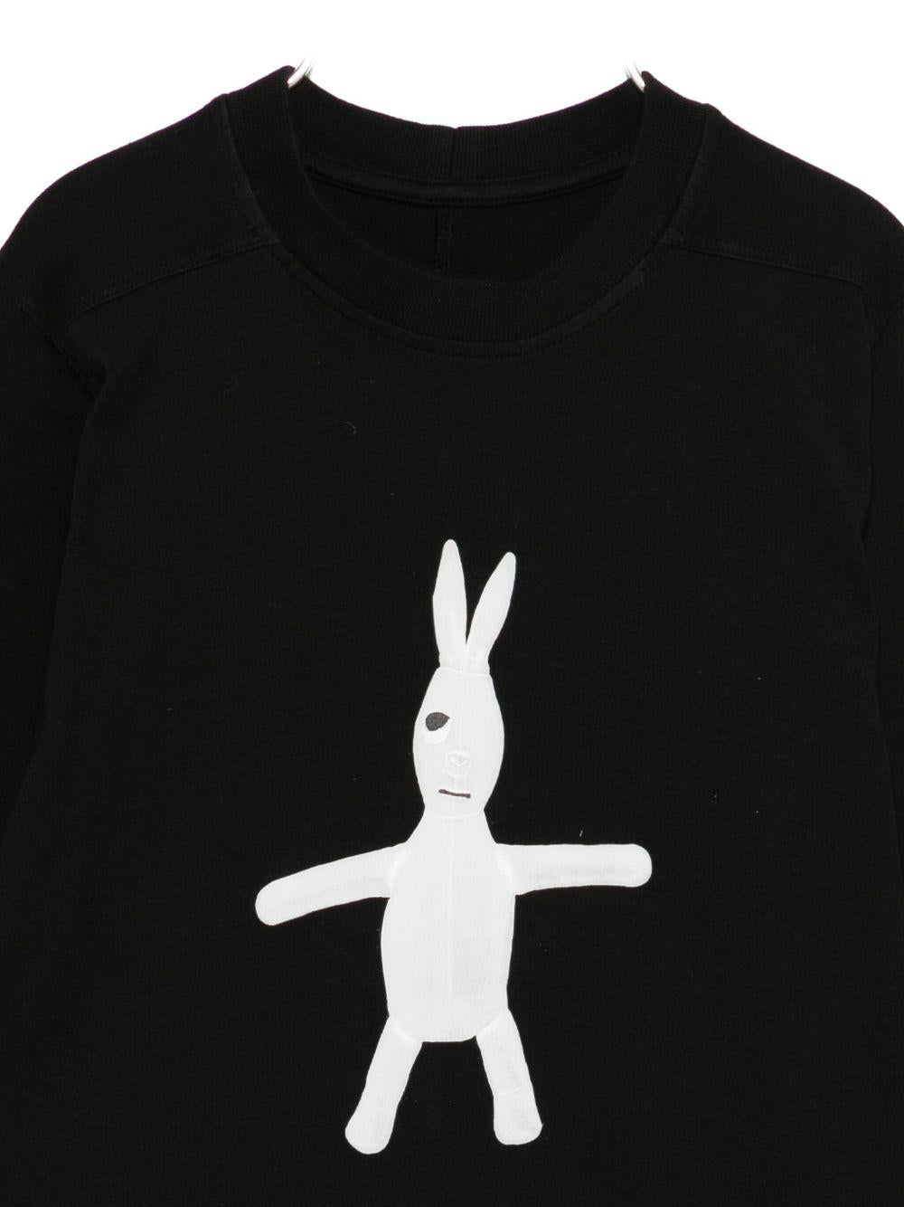 T-shirt Jumbo per bambino Rick Owens Kids nera con stampa grafica coniglio - Rubino Kids